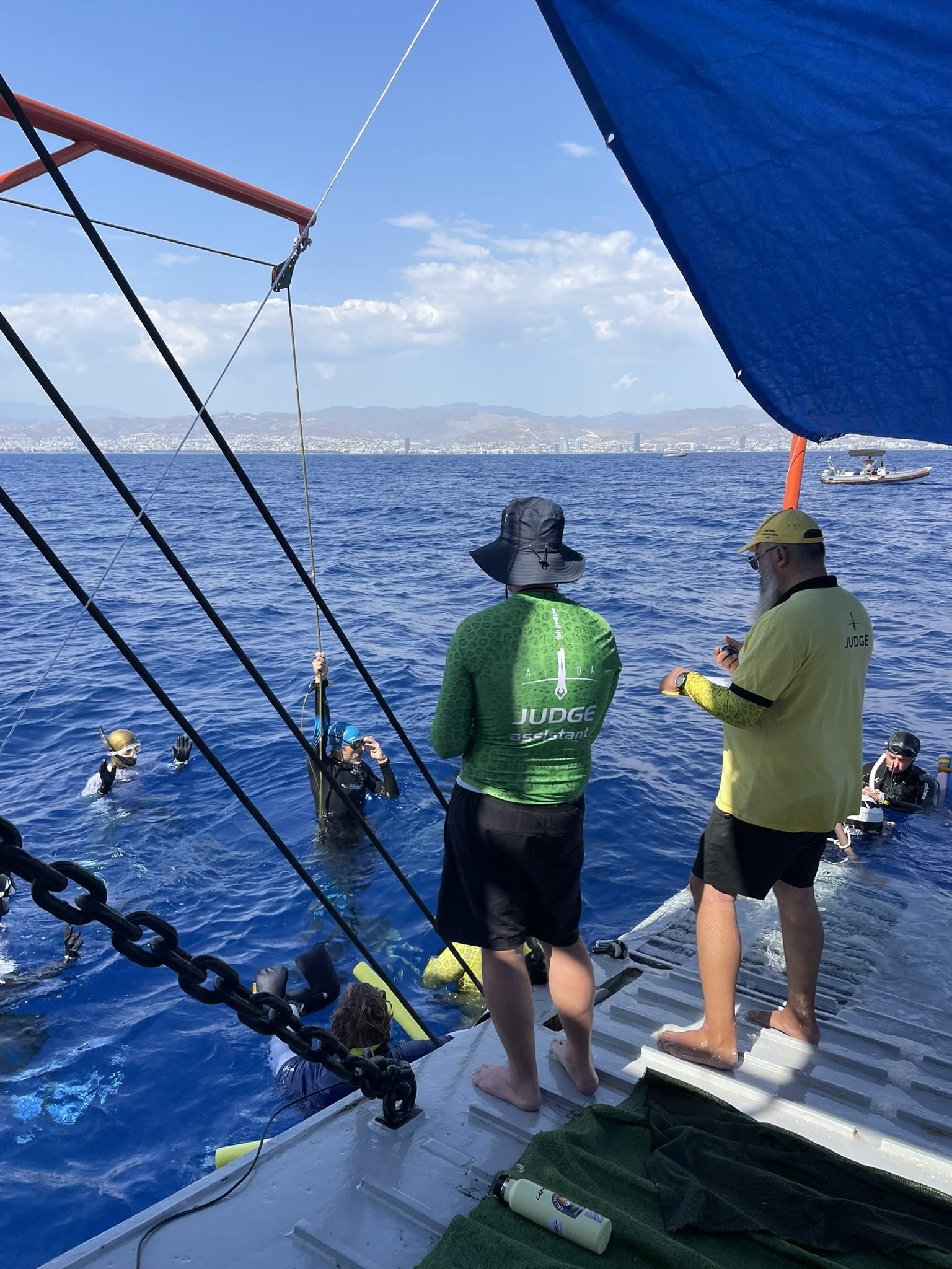 Freediving group photo on the dock
